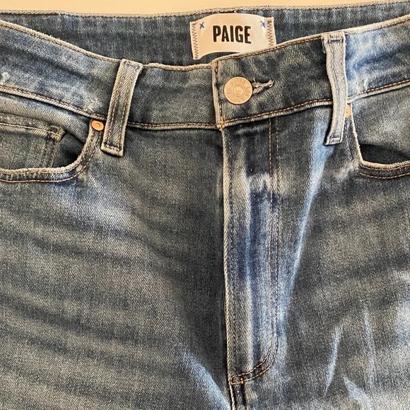 PAIGE Women’s Classic Blue Wide Leg Jeans - Picture 3 of 6